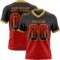 Gradient0729 Custom Black Red-Old Gold Authentic Gradient Square Shape Flag Football Jersey