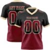 Gradient0730 Custom Black Crimson-Cream Authentic Gradient Square Shape Flag Football Jersey