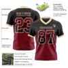 Custom Black Crimson-Cream Authentic Gradient Square Shape Flag Football Jersey