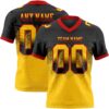 Custom Black Yellow-Red Authentic Gradient Square Shape Flag Football Jersey