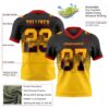 Custom Black Yellow-Red Authentic Gradient Square Shape Flag Football Jersey