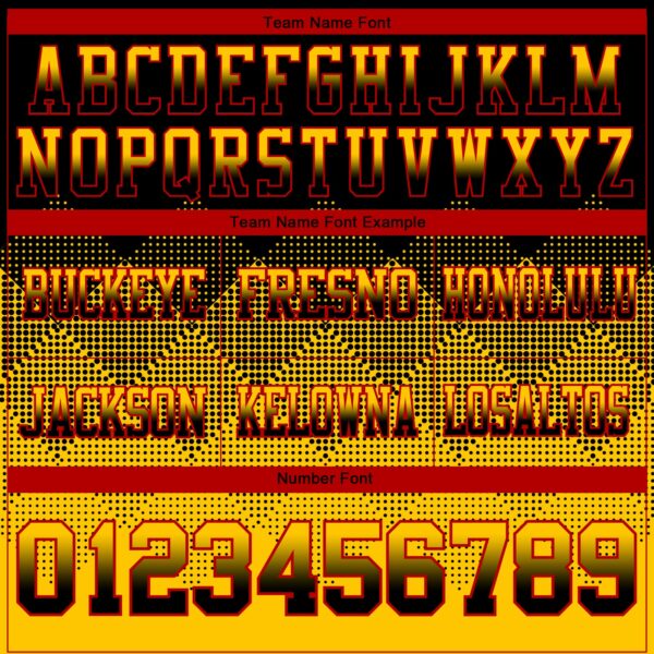 Custom Black Yellow-Red Authentic Gradient Square Shape Flag Football Jersey