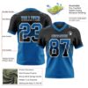 Custom Black Blue-White Authentic Gradient Square Shape Flag Football Jersey