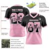 Custom Black Light Pink-White Authentic Gradient Square Shape Flag Football Jersey