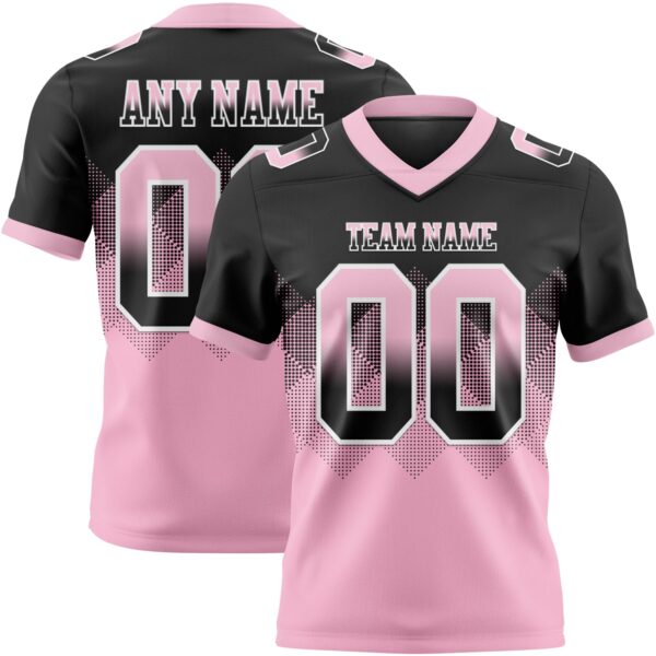 Custom Black Light Pink-White Authentic Gradient Square Shape Flag Football Jersey