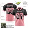 Custom Black Medium Pink-White Authentic Gradient Square Shape Flag Football Jersey