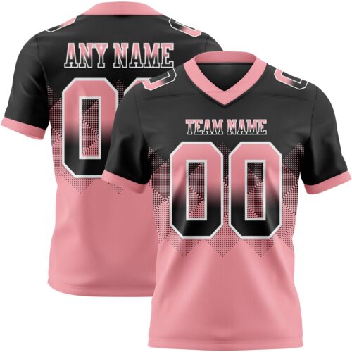 Gradient0735 Custom Black Medium Pink-White Authentic Gradient Square Shape Flag Football Jersey