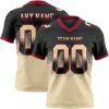 Custom Black Cream-Crimson Authentic Gradient Square Shape Flag Football Jersey