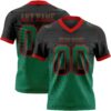 Custom Black Kelly Green-Red Authentic Gradient Square Shape Flag Football Jersey