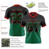 Custom Black Kelly Green-Red Authentic Gradient Square Shape Flag Football Jersey