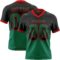 Gradient0737 Custom Black Kelly Green-Red Authentic Gradient Square Shape Flag Football Jersey