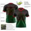 Custom Black Green-Red Authentic Gradient Square Shape Flag Football Jersey