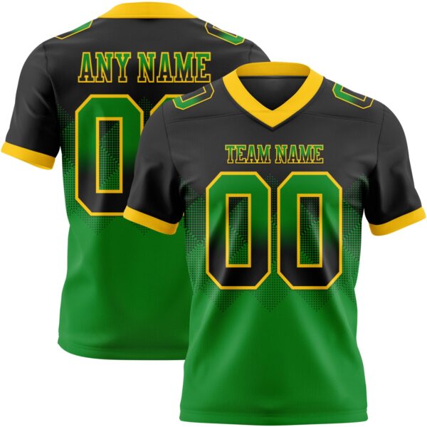 Gradient0739 Custom Black Grass Green-Yellow Authentic Gradient Square Shape Flag Football Jersey