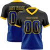 Custom Black Royal-Yellow Authentic Gradient Square Shape Flag Football Jersey