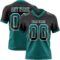 Gradient0741 Custom Black Teal-White Authentic Gradient Square Shape Flag Football Jersey