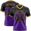 Custom Black Purple-Old Gold Authentic Gradient Square Shape Flag Football Jersey