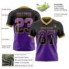 Custom Black Purple-Old Gold Authentic Gradient Square Shape Flag Football Jersey