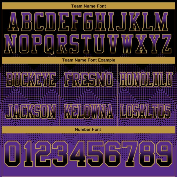 Custom Black Purple-Old Gold Authentic Gradient Square Shape Flag Football Jersey