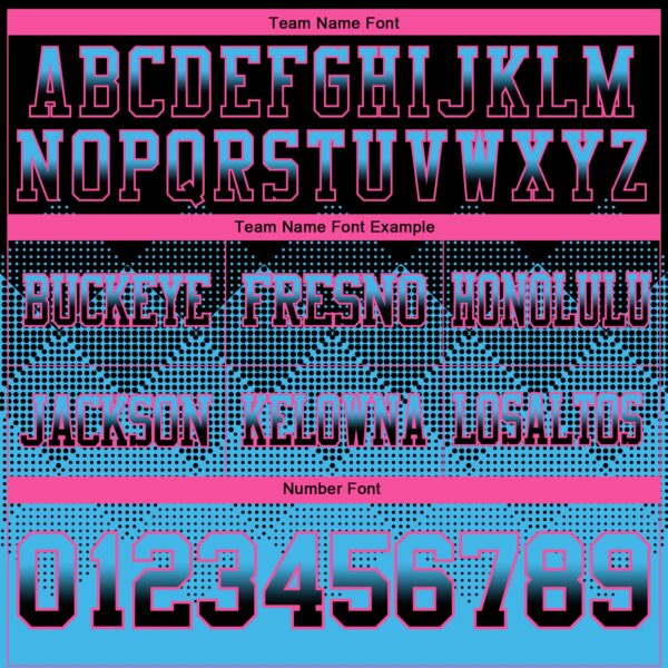 Custom Black Sky Blue-Pink Authentic Gradient Square Shape Flag Football Jersey