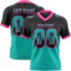 Gradient0747 Custom Black Aqua-Pink Authentic Gradient Square Shape Flag Football Jersey