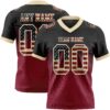 Custom Black Vintage USA Flag Crimson-Cream Authentic Gradient Square Shape Flag Football Jersey