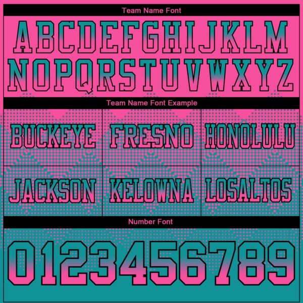 Custom Pink Teal-Black Authentic Gradient Square Shape Flag Football Jersey