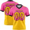 Custom Pink Yellow-Black Authentic Gradient Square Shape Flag Football Jersey