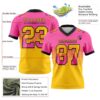 Gradient0756-2 Custom Pink Yellow-Black Authentic Gradient Square Shape Flag Football Jersey