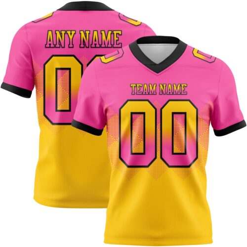 Gradient0756 Custom Pink Yellow-Black Authentic Gradient Square Shape Flag Football Jersey