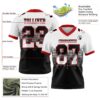 Custom White Black-Red Authentic Gradient Square Shape Flag Football Jersey