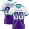 Custom White Purple-Teal Authentic Gradient Square Shape Flag Football Jersey