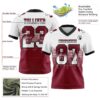 Custom White Crimson-Black Authentic Gradient Square Shape Flag Football Jersey