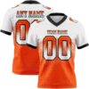 Custom White Orange-Black Authentic Gradient Square Shape Flag Football Jersey