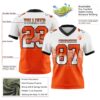 Custom White Orange-Black Authentic Gradient Square Shape Flag Football Jersey