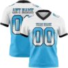 Custom White Sky Blue-Black Authentic Gradient Square Shape Flag Football Jersey