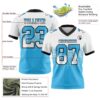 Custom White Sky Blue-Black Authentic Gradient Square Shape Flag Football Jersey