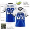 Custom White Thunder Blue-Black Authentic Gradient Square Shape Flag Football Jersey