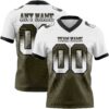 Custom White Olive-Black Authentic Gradient Square Shape Flag Football Jersey