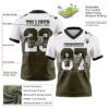 Custom White Olive-Black Authentic Gradient Square Shape Flag Football Jersey