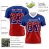 Custom Royal Red-White Authentic Gradient Square Shape Flag Football Jersey