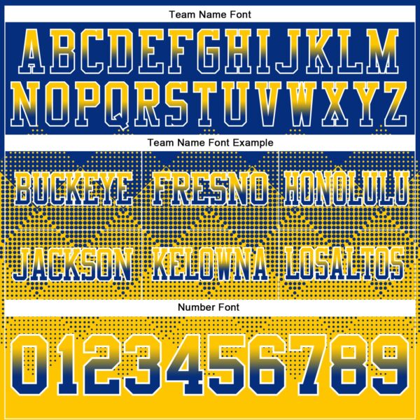 Custom Royal Yellow-White Authentic Gradient Square Shape Flag Football Jersey