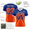 Custom Royal Orange-White Authentic Gradient Square Shape Flag Football Jersey