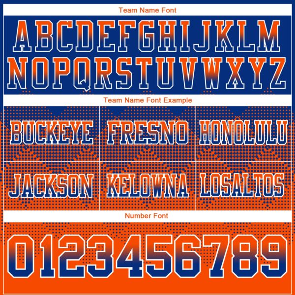 Custom Royal Orange-White Authentic Gradient Square Shape Flag Football Jersey