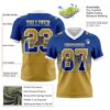 Custom Royal Old Gold-White Authentic Gradient Square Shape Flag Football Jersey