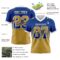 Gradient0774-2 Custom Royal Old Gold-White Authentic Gradient Square Shape Flag Football Jersey