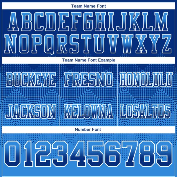 Custom Royal Powder Blue-White Authentic Gradient Square Shape Flag Football Jersey