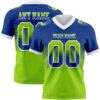 Custom Royal Neon Green-White Authentic Gradient Square Shape Flag Football Jersey