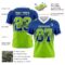 Custom Royal Neon Green-White Authentic Gradient Square Shape Flag Football Jersey