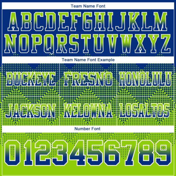 Custom Royal Neon Green-White Authentic Gradient Square Shape Flag Football Jersey