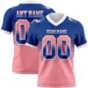 Custom Royal Medium Pink-White Authentic Gradient Square Shape Flag Football Jersey
